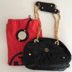 Tory Burch Black Pebbled Leather Handbag